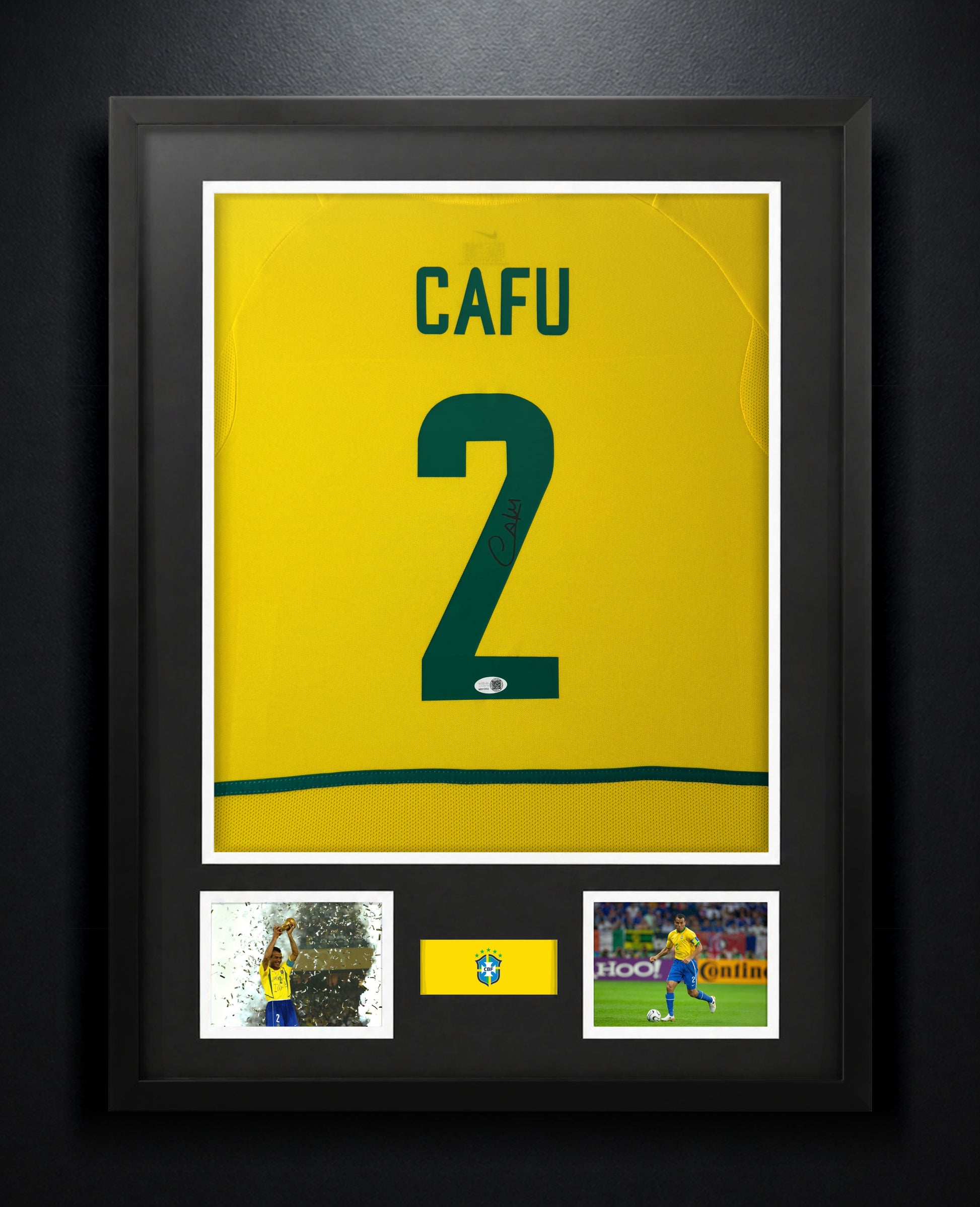 Cafu Signed Brazil Nike Jersey Framed JSA COA - Photo of frame