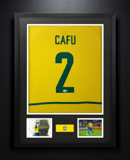 Cafu Signed Brazil Nike Jersey Framed JSA COA - Photo of frame