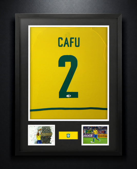 Cafu Signed Brazil Nike Jersey Framed JSA COA - Photo of frame