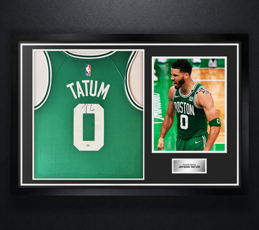 Jayson Tatum Signed Boston Celtics Nike Jersey Framed PSA COA - Photo of frame