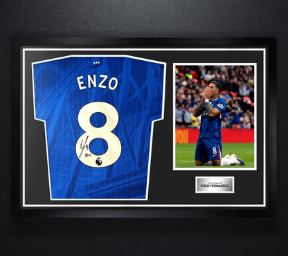 Enzo Fernandez Signed Chelsea Nike Jersey Framed Beckett COA - Photo of frame
