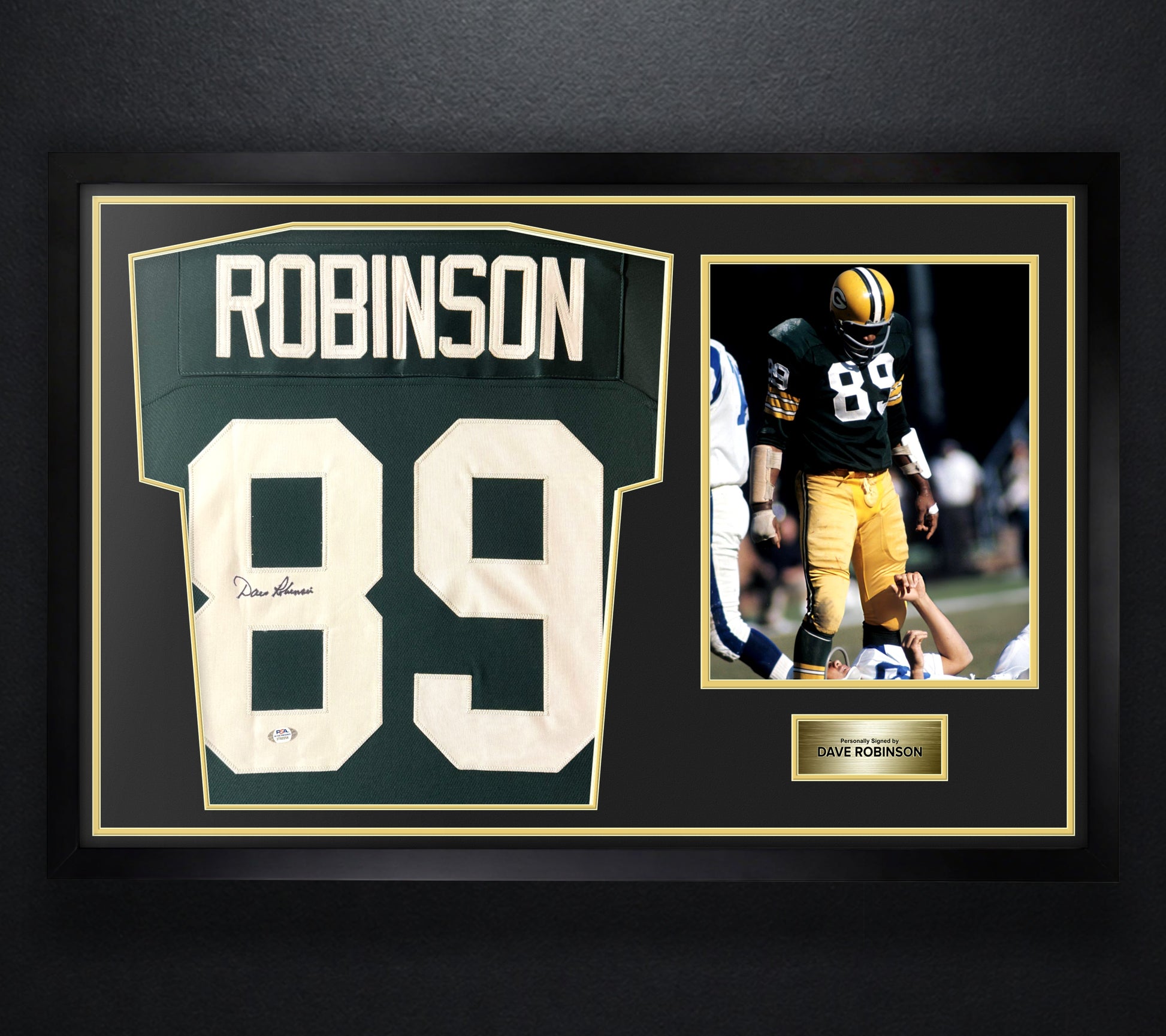 Dave Robinson Signed Green Bay Packers Jersey Framed PSA COA - Photo of frame