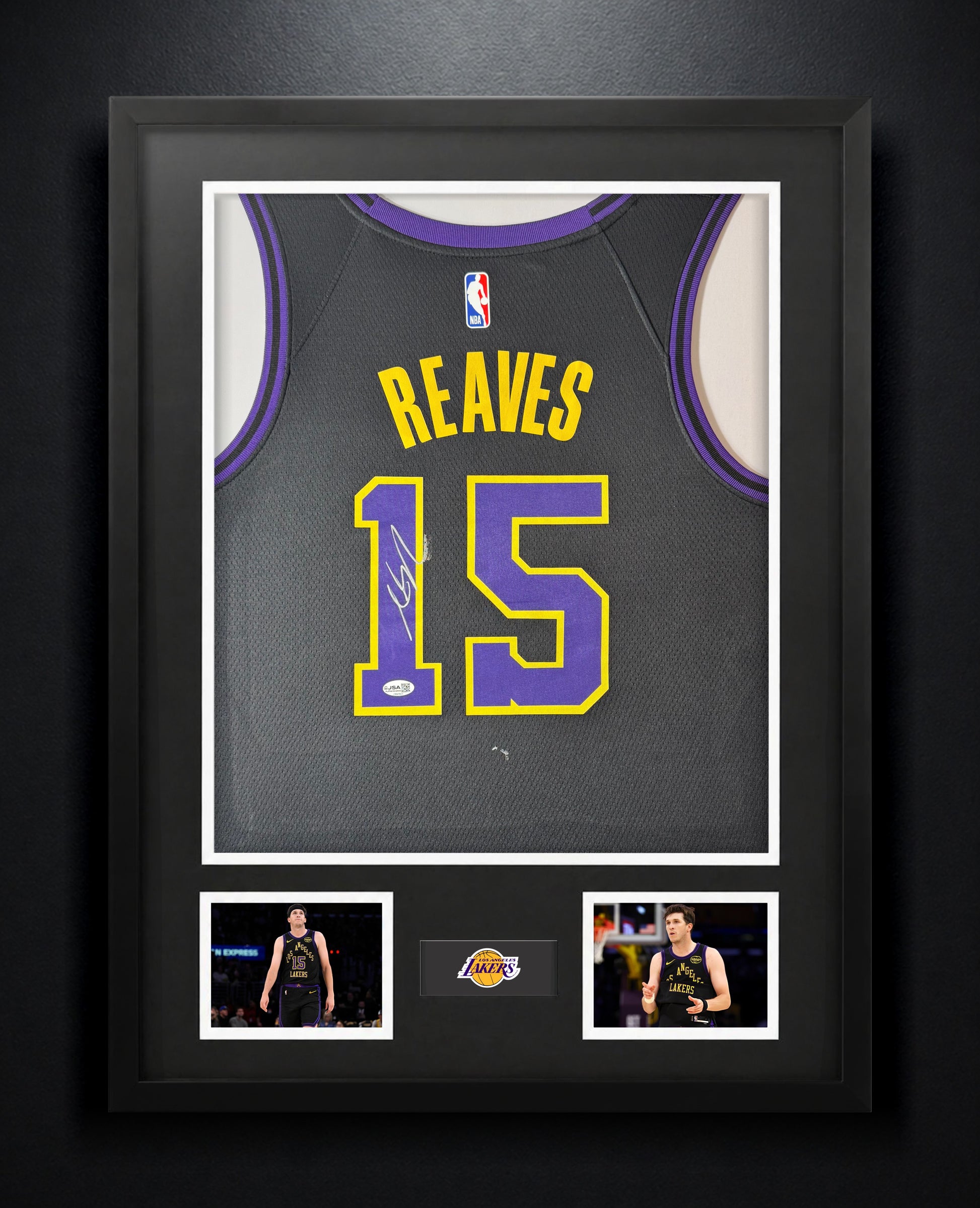 Austin Reaves Signed Los Angeles Lakers Nike Jersey Framed JSA COA - Photo of frame