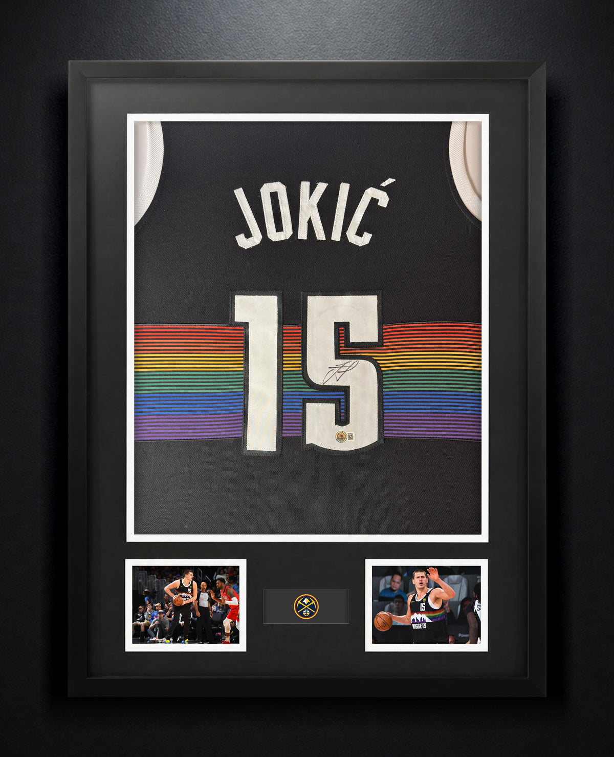 Nikola Jokic Signed Denver Nuggets Jersey Framed Beckett COA - Photo of frame