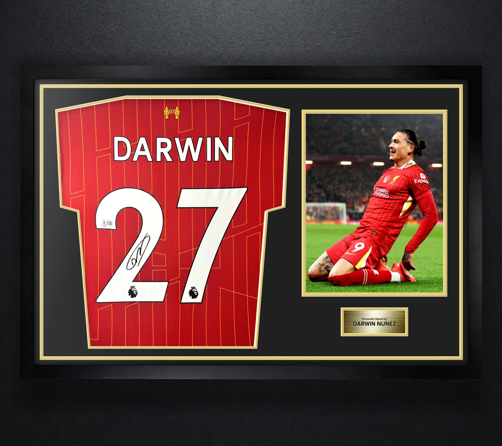 Darwin Nunez Signed Liverpool Nike Jersey Framed Beckett COA - Photo of frame