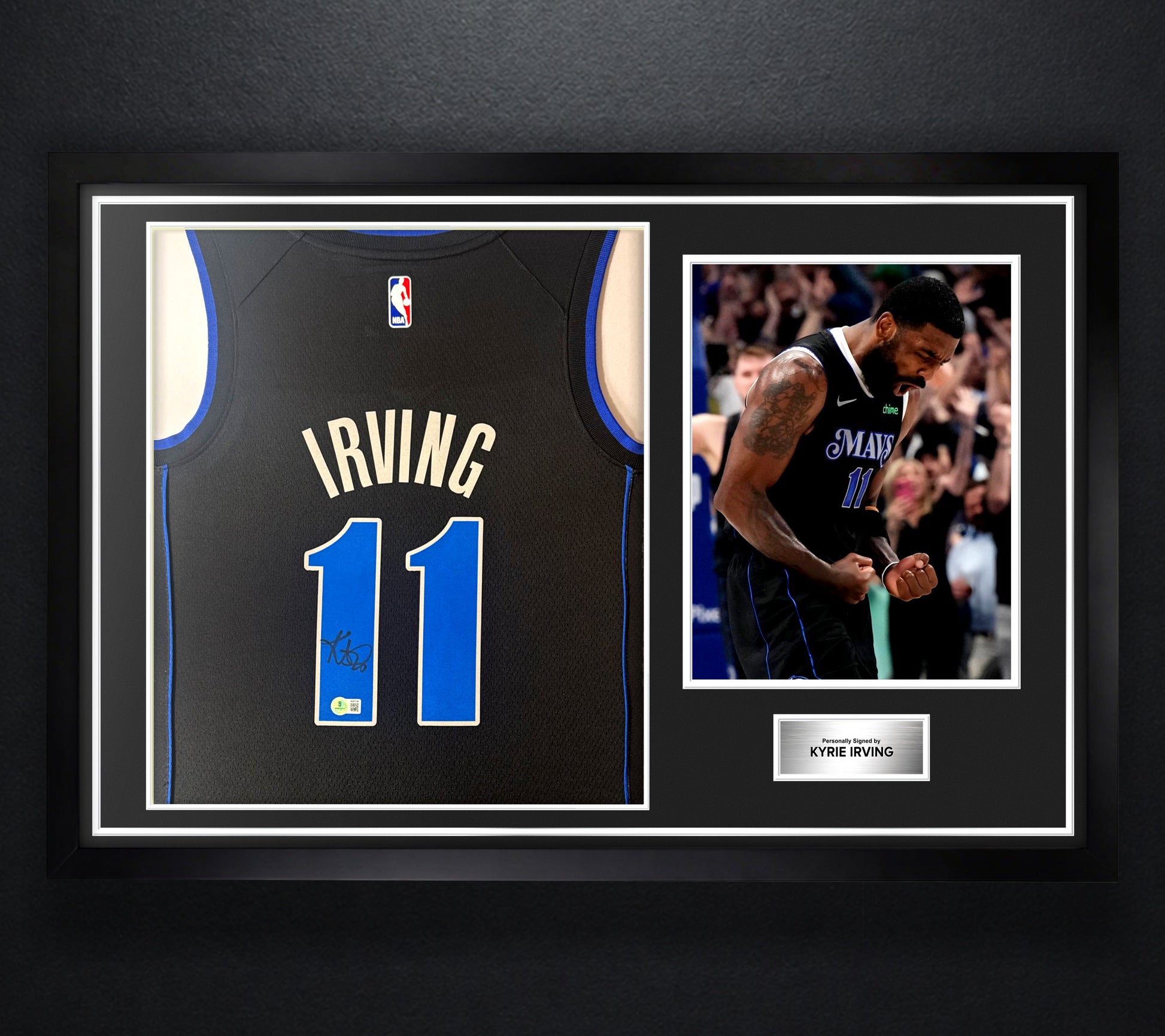 Kyrie Irving Signed Dallas Mavericks Nike Jersey Framed Beckett COA - Photo of frame