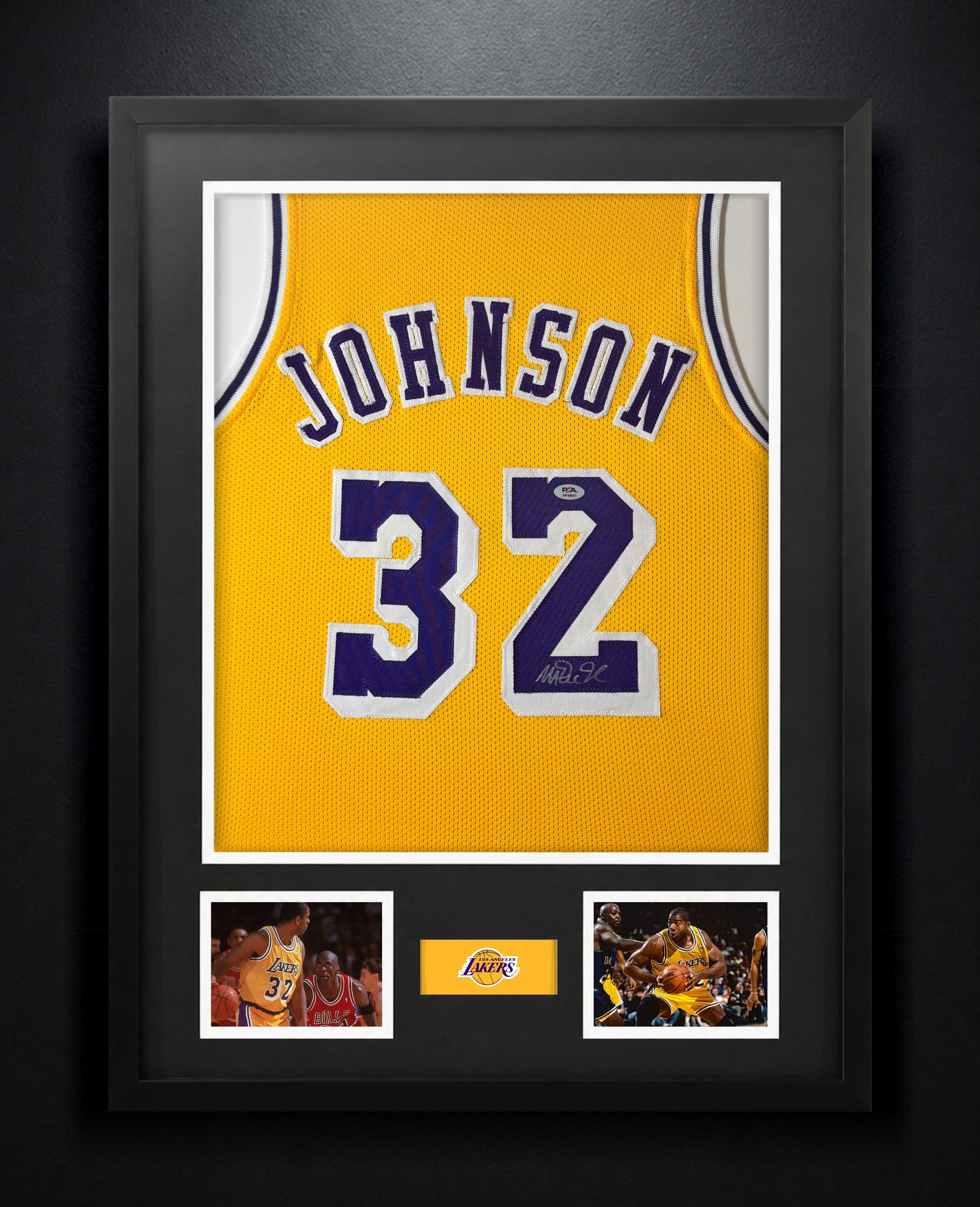 Magic Johnson Signed Los Angeles Lakers Jersey Framed PSA COA - Photo of frame