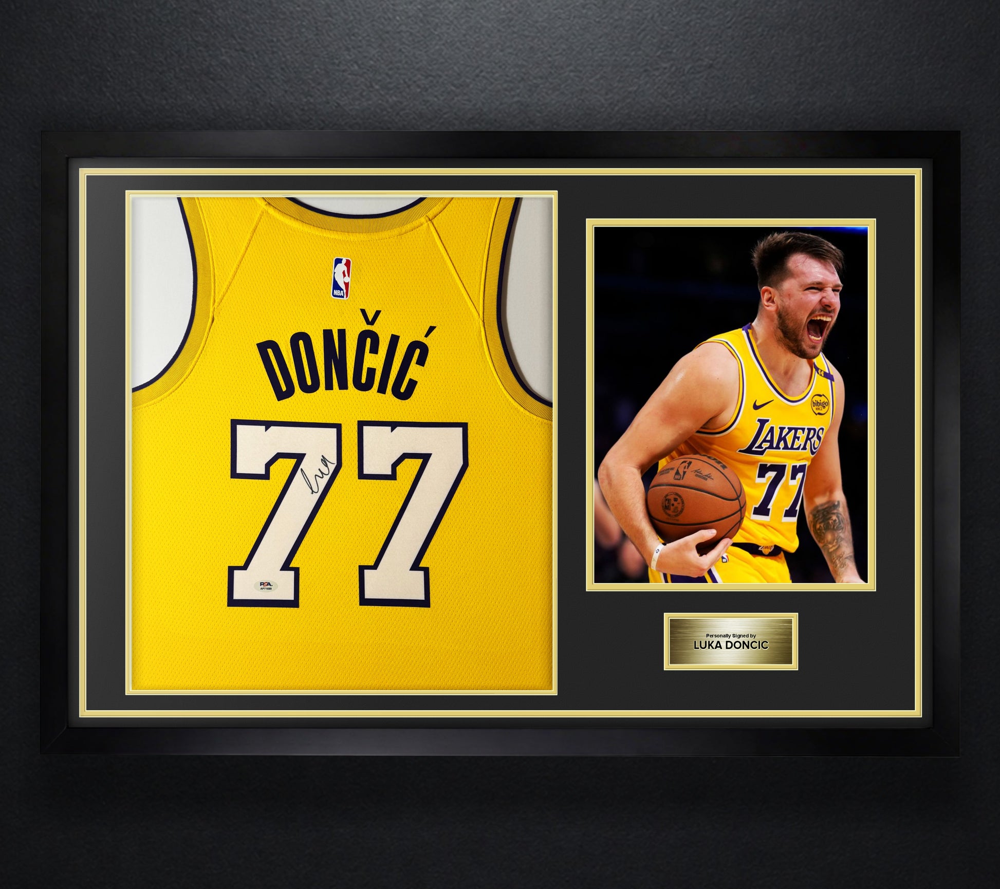 Luka Doncic Signed Los Angeles Lakers Nike Jersey Framed PSA COA - Photo of frame