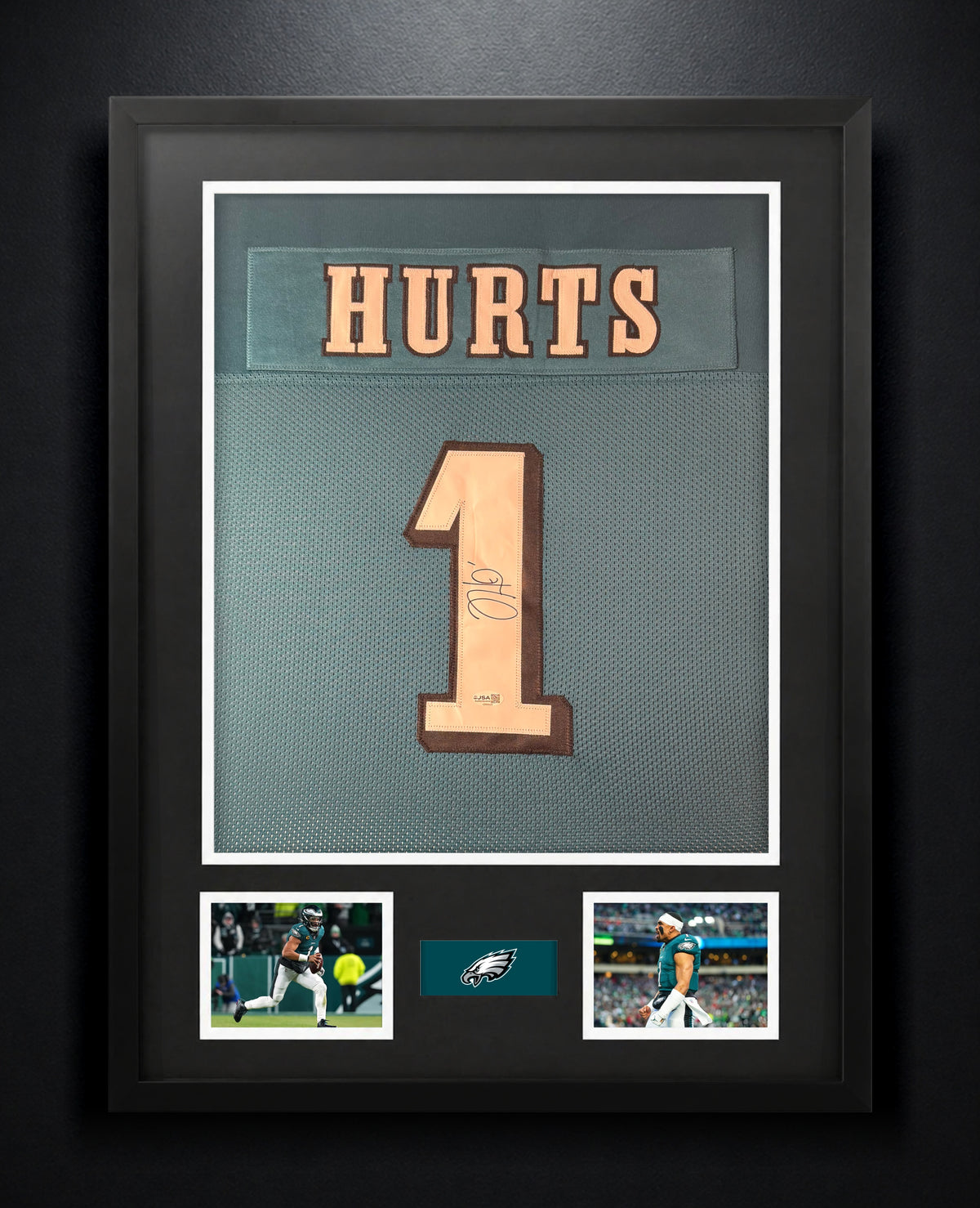 Jalen Hurts Signed Philadelphia Eagles Jersey Framed JSA COA - Photo of frame