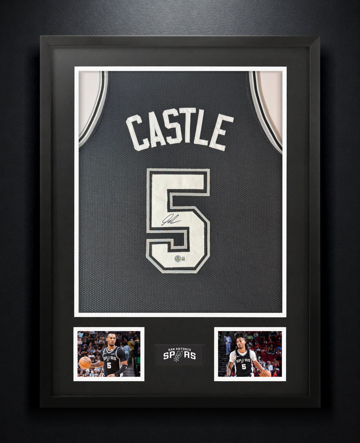 Stephon Castle Signed San Antonio Spurs Jersey Framed Beckett COA - Photo of frame