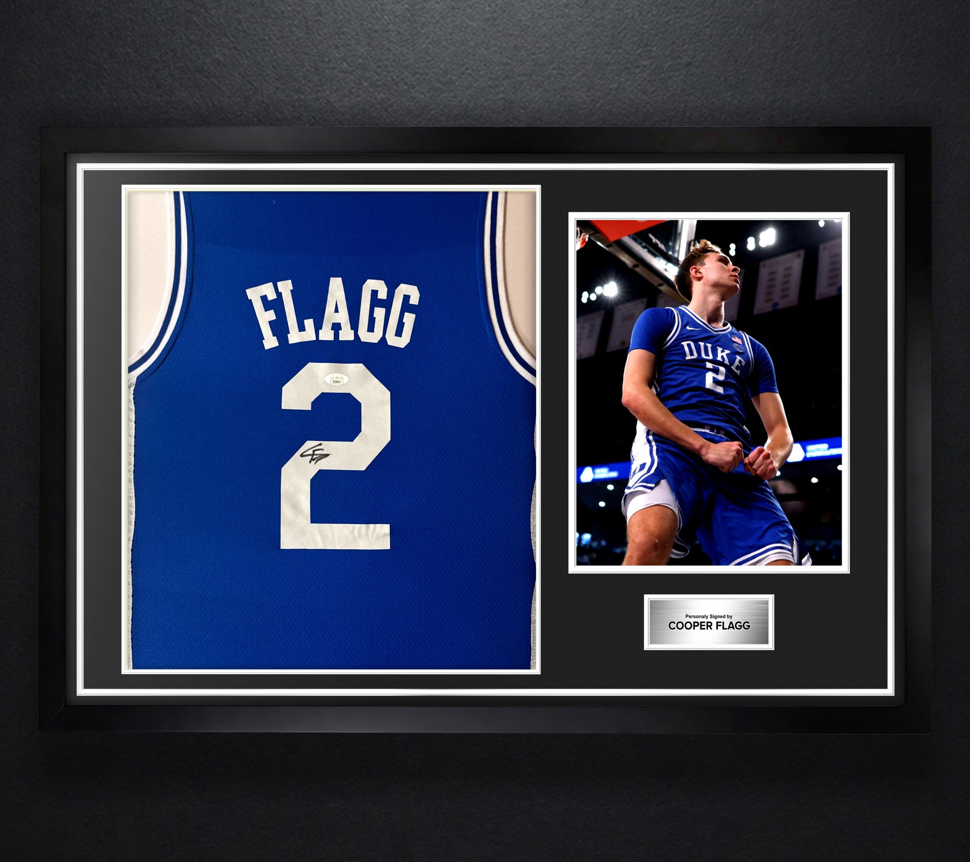 Cooper Flagg Signed Duke Blue Devils Nike Jersey Framed JSA COA - Photo of frame