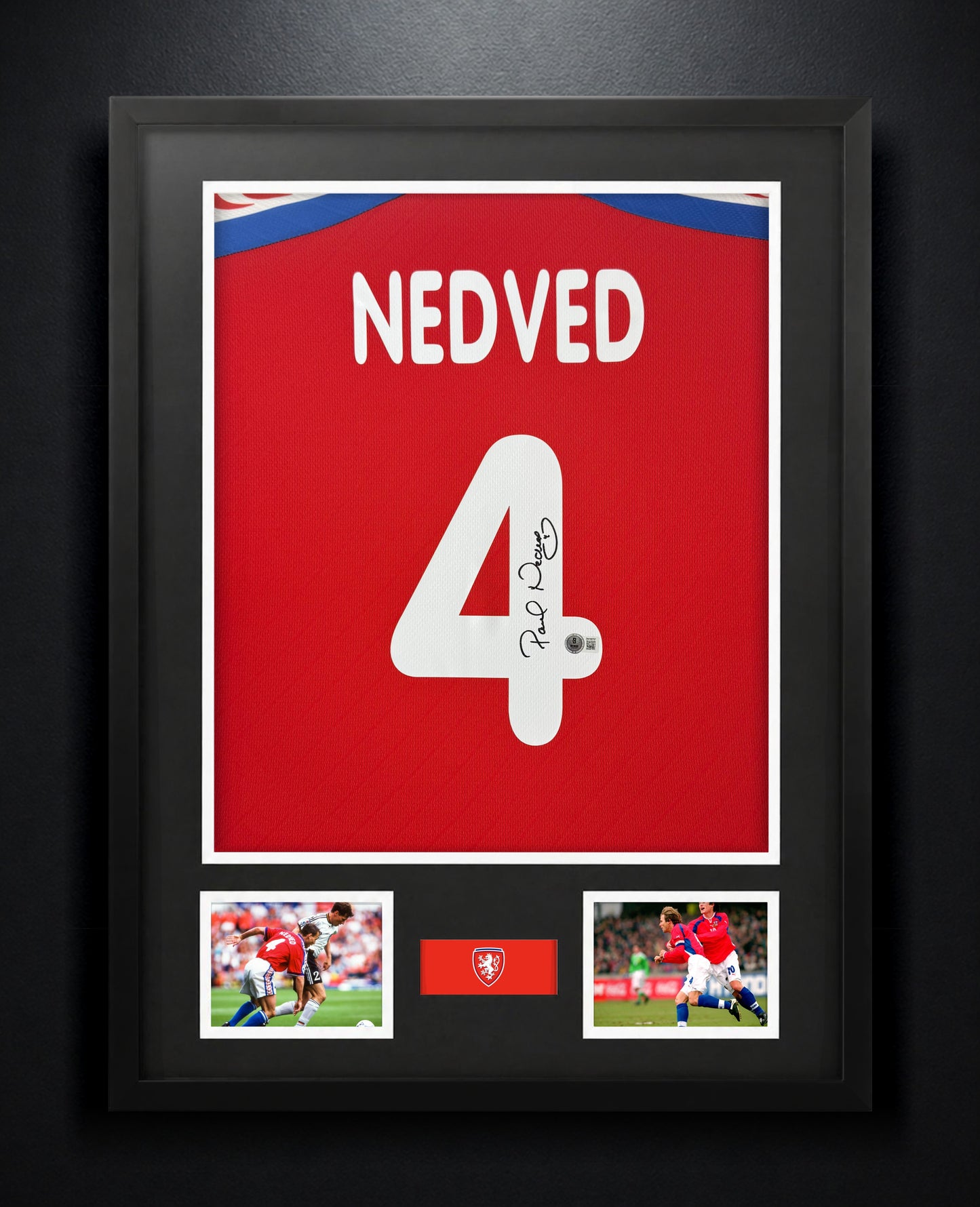 Pavel Nedved Signed Czech Republic Puma Jersey Framed Beckett COA - Photo of frame