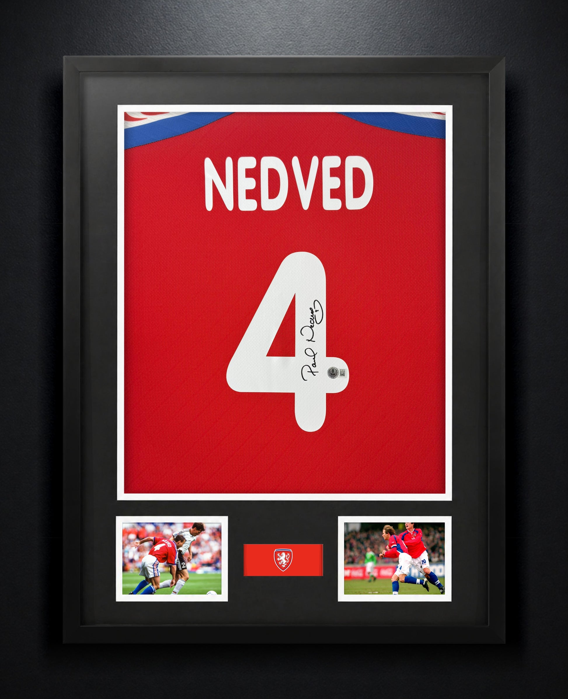 Pavel Nedved Signed Czech Republic Puma Jersey Framed Beckett COA - Photo of frame