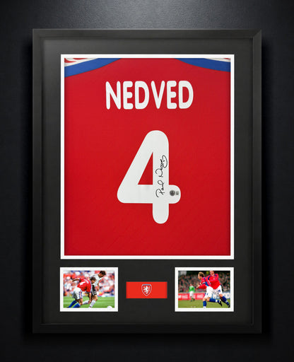 Pavel Nedved Signed Czech Republic Puma Jersey Framed Beckett COA - Photo of frame