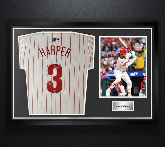 Bryce Harper Signed Philadelphia Phillies Nike Jersey Framed Fanatics & MLB LOA & COA - Photo of frame