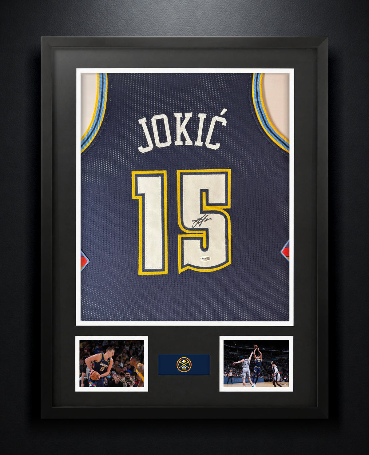 Nikola Jokic Signed Denver Nuggets Jersey Framed JSA COA - Photo of frame