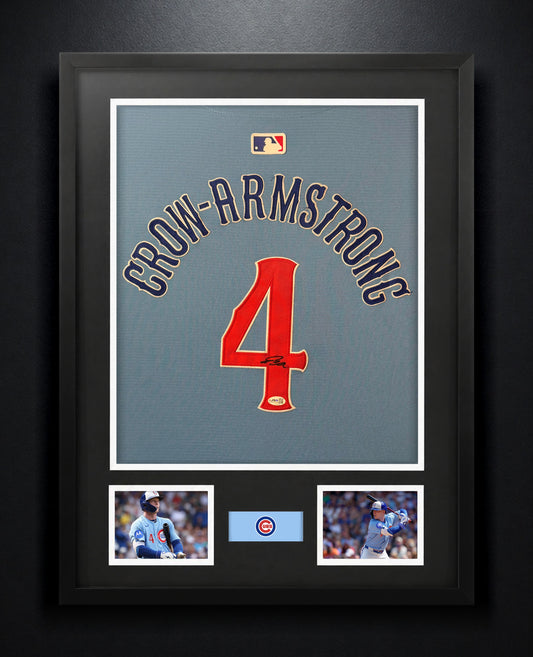 Pete Crow-Armstrong Signed Chicago Cubs Nike Jersey Framed JSA COA - Photo of frame