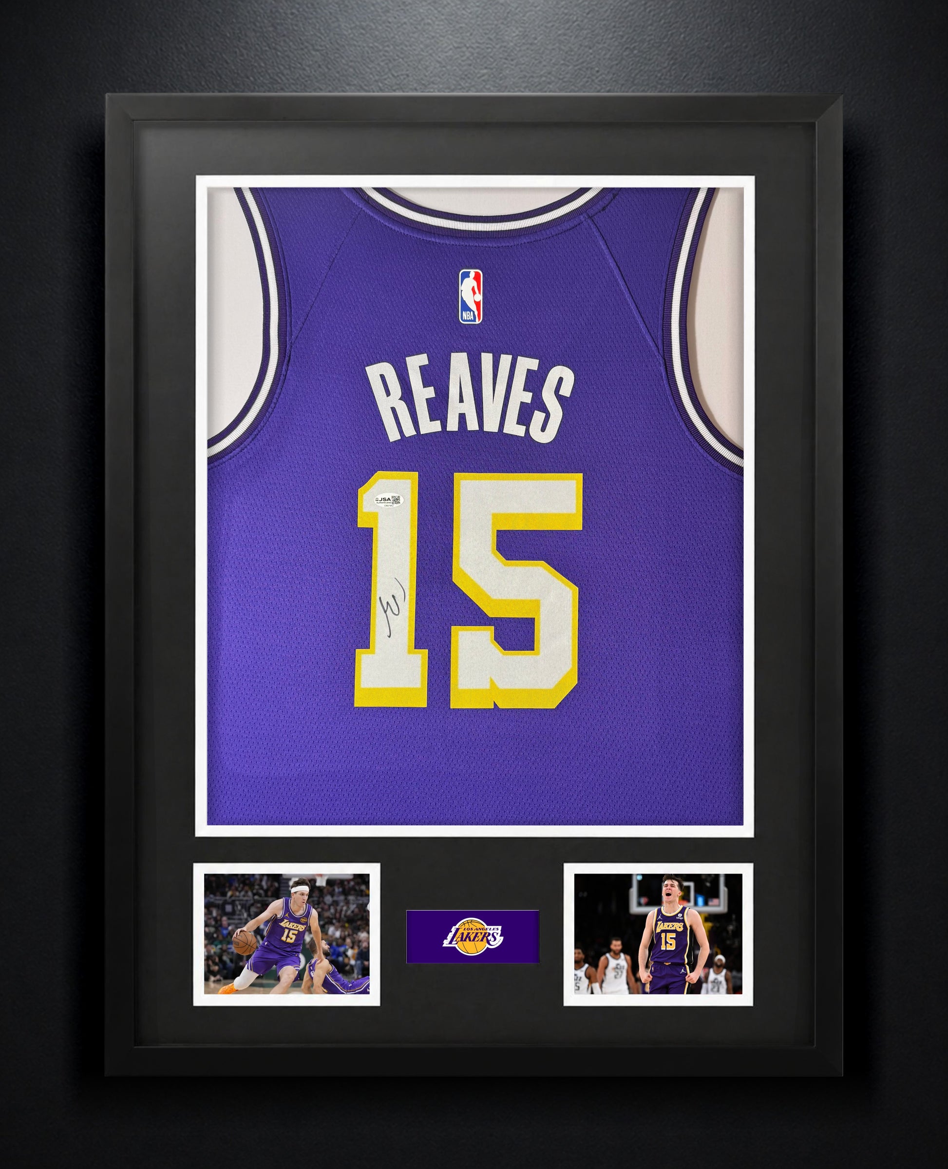 Austin Reaves Signed Los Angeles Lakers Nike Jersey Framed JSA COA - Photo of frame