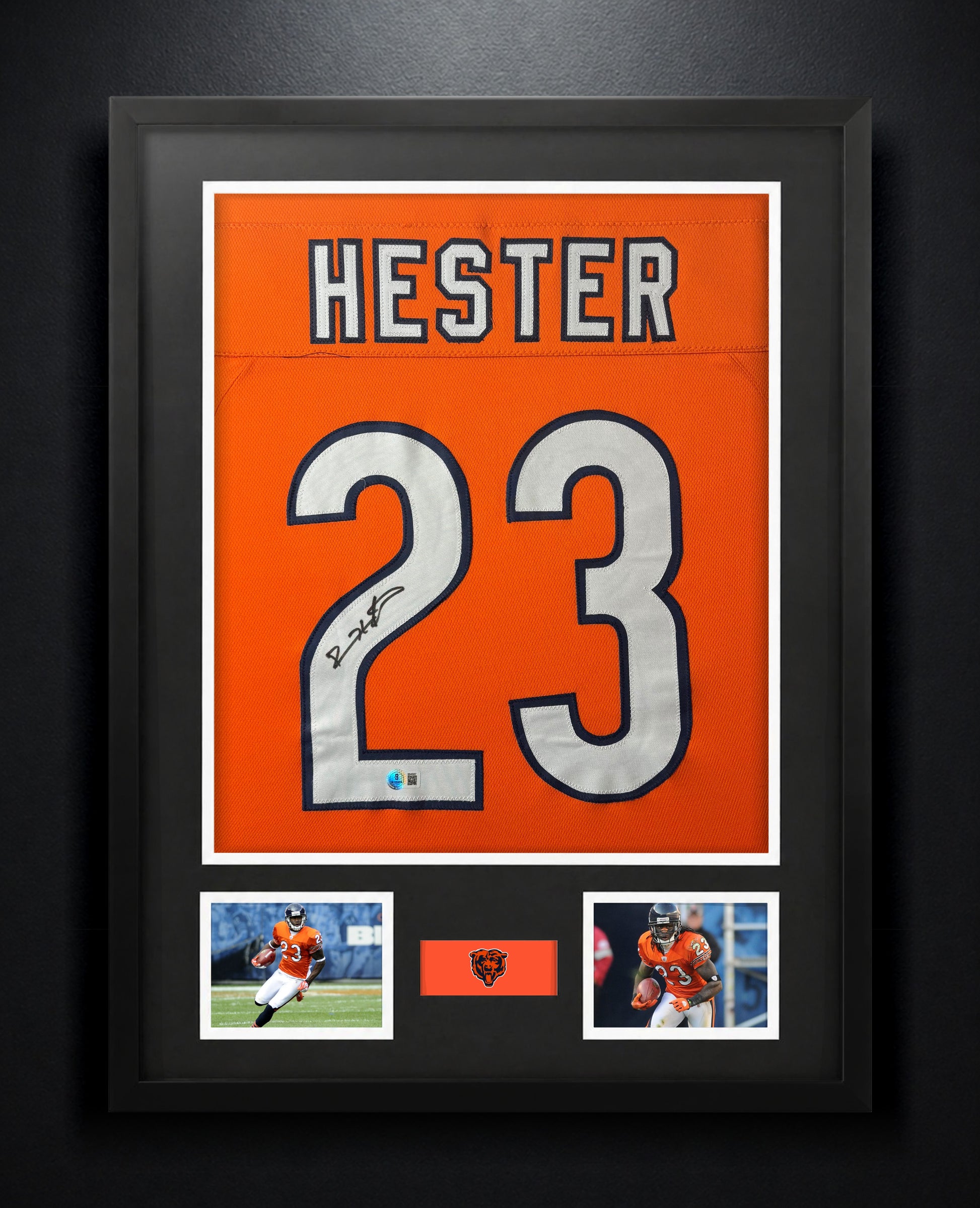 Devin Hester Signed Chicago Bears Jersey Framed Beckett COA - Photo of frame