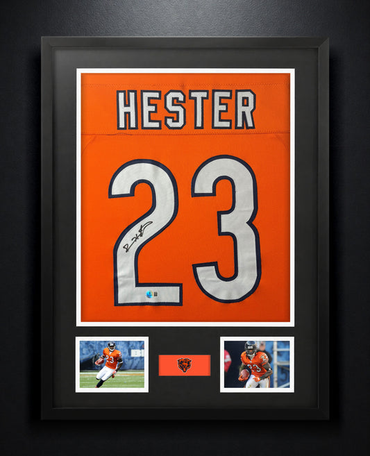 Devin Hester Signed Chicago Bears Jersey Framed Beckett COA - Photo of frame