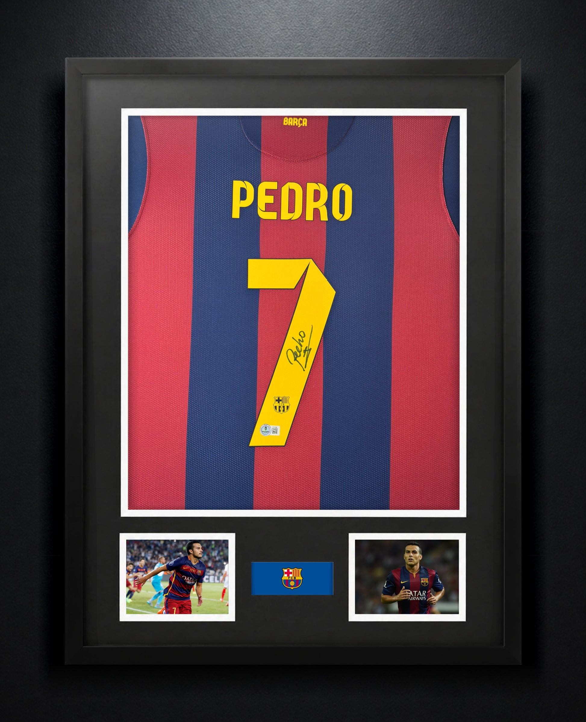 Pedro Signed FC Barcelona Nike Jersey Framed Beckett COA - Photo of frame