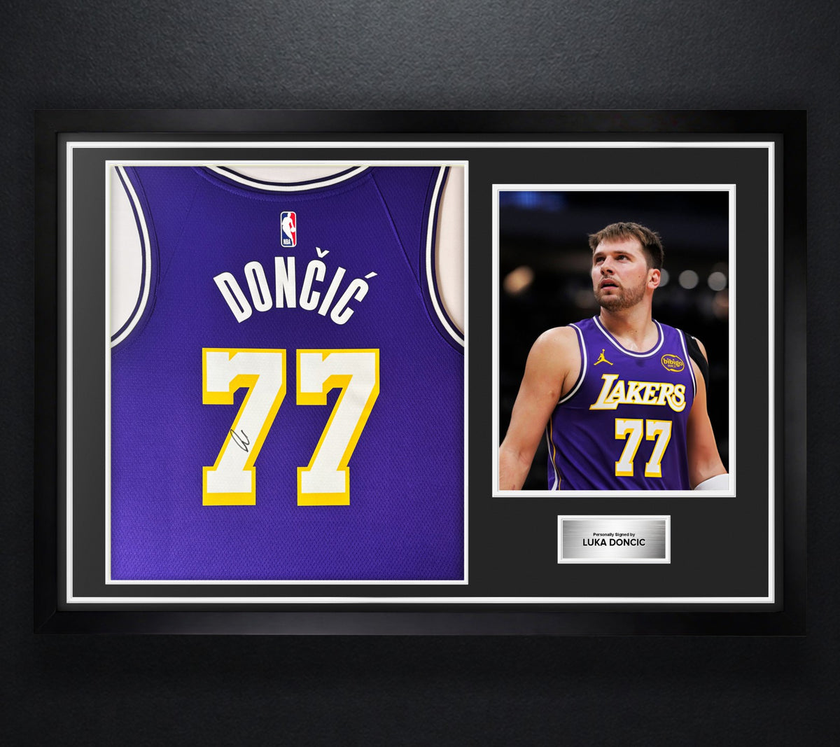 Luka Doncic Signed Los Angeles Lakers Nike Jersey Framed JSA LOA & COA - Photo of frame