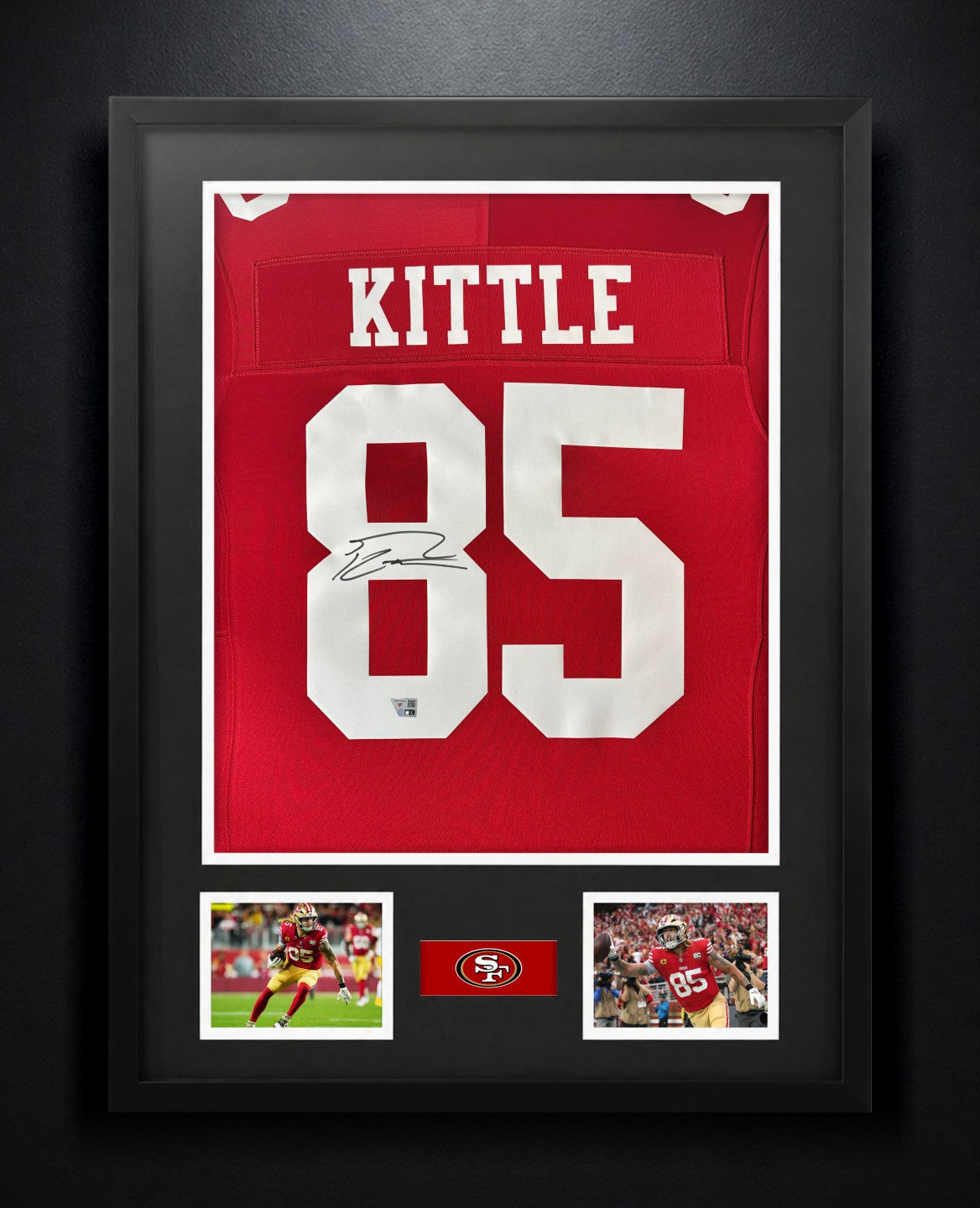 Goerge Kittle Signed San Francisco 49ers Nike Jersey Framed Fanatics COA - Photo of frame