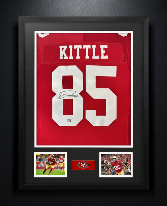 Goerge Kittle Signed San Francisco 49ers Nike Jersey Framed Fanatics COA - Photo of frame