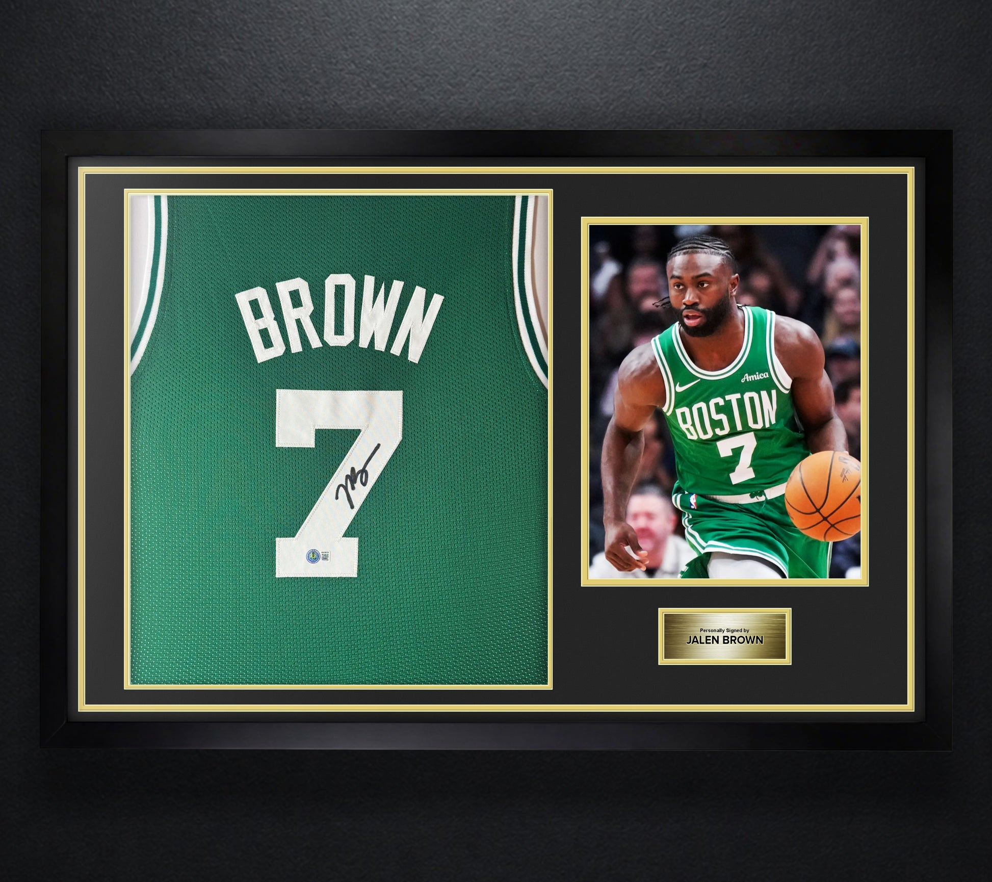Jalen Brown Signed Boston Celtics Jersey Framed Beckett COA - Photo of frame