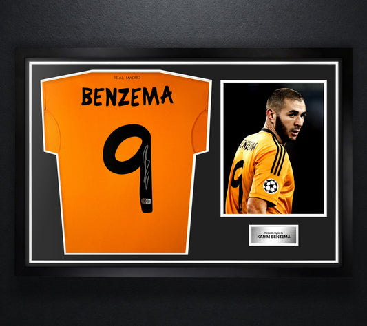 Karim Benzema Signed Real Madrid Jersey Framed Beckett COA - Photo of frame