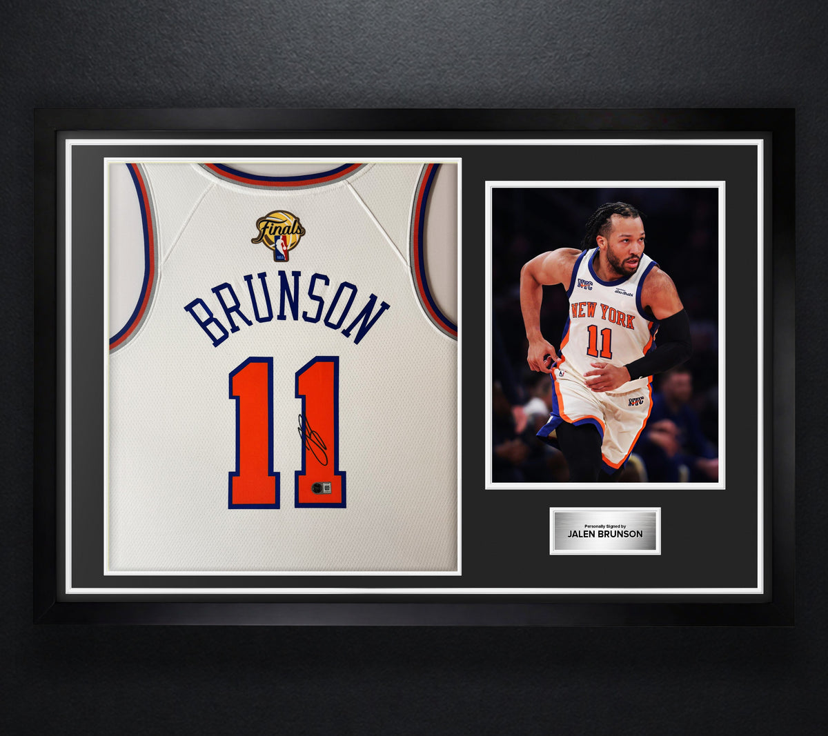 Jalen Brunson Signed New York Knicks Nike Jersey Framed Beckett COA - Photo of frame