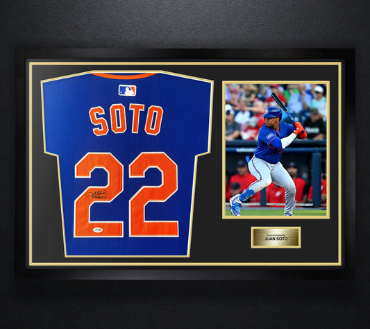 Juan Soto Signed New York Mets Nike Jersey Framed JSA COA - Photo of frame