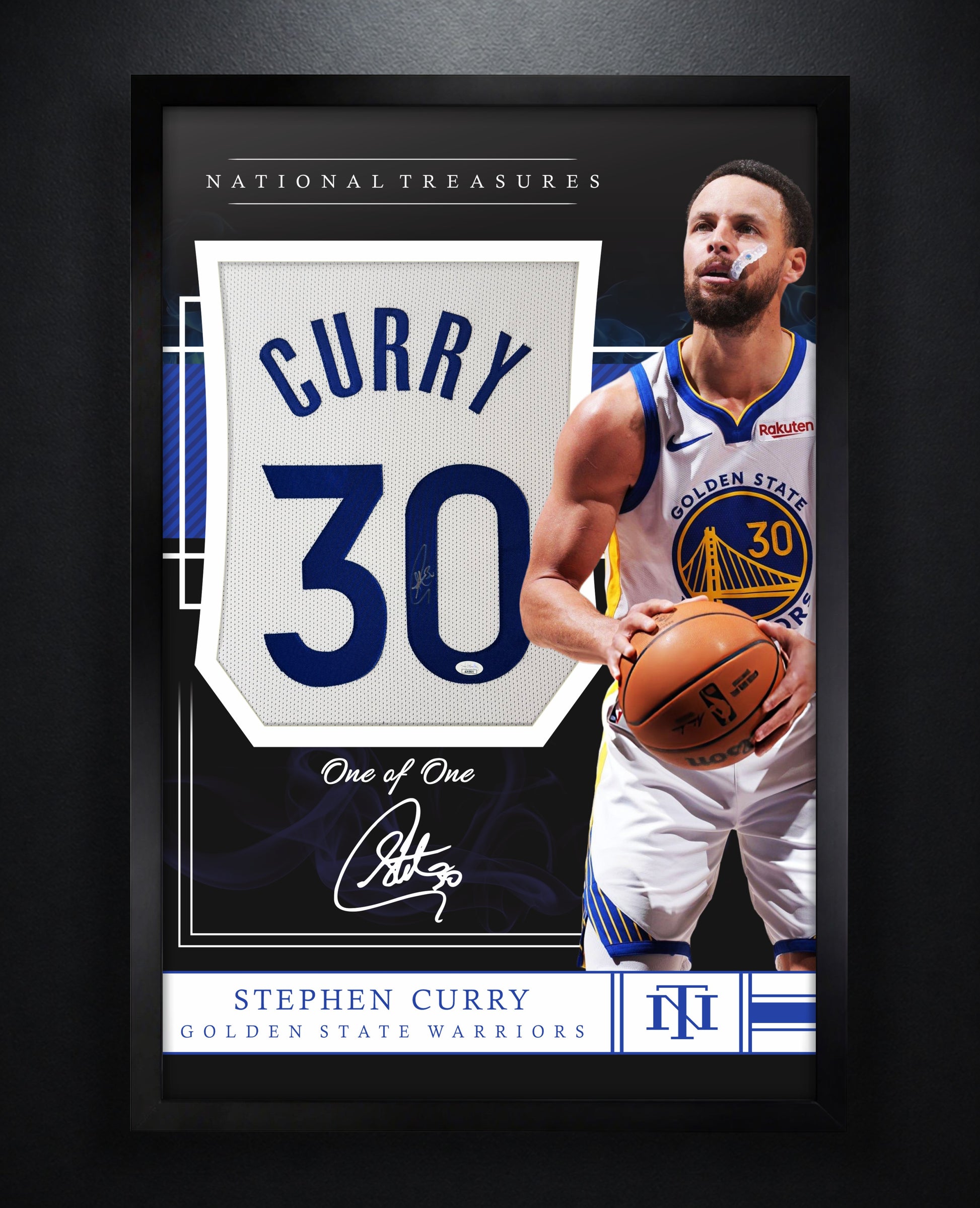Stephen Curry Signed Golden State Warriors Jersey Framed JSA COA - Photo of frame