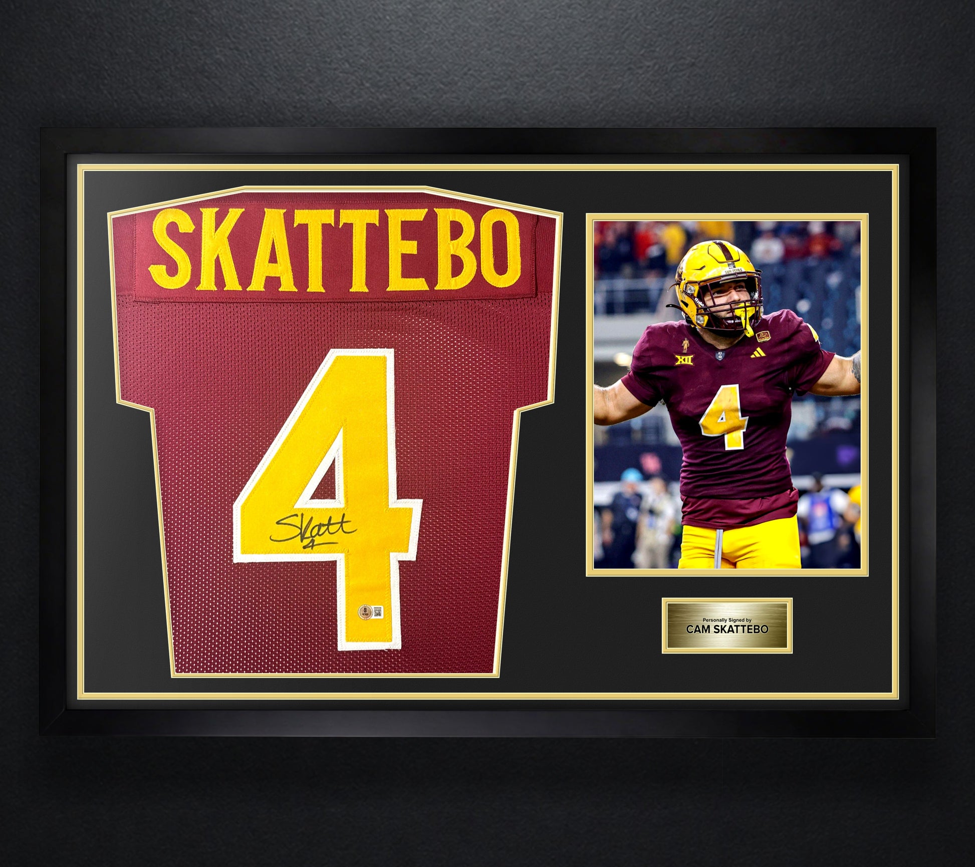 Cameron Skattebo Signed Arizona State Sun Devils Jersey Framed Beckett COA - Photo of frame