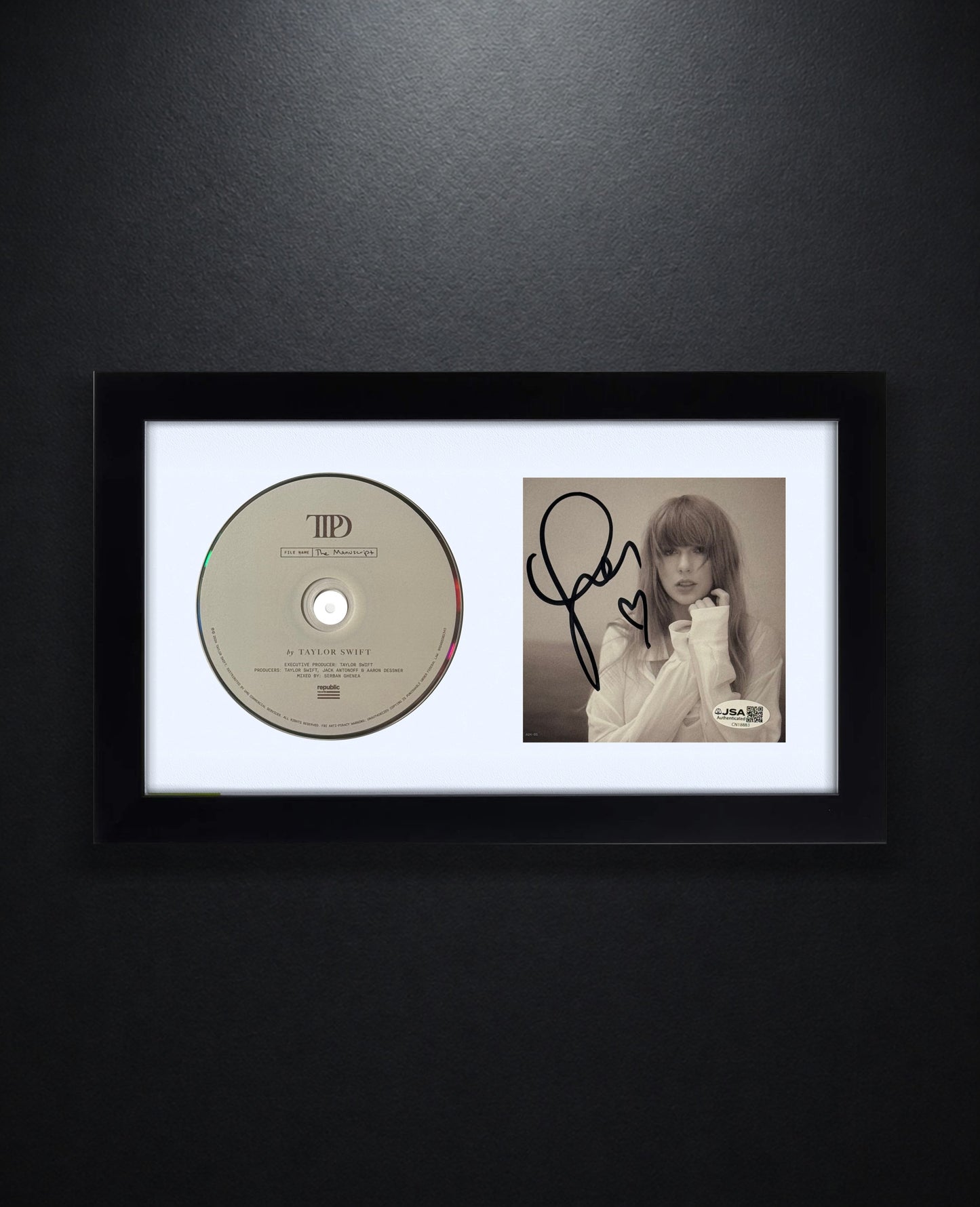 Taylor Swift Signed The Tortured Poets Department W/ Heart CD Insert Framed JSA COA - Photo of frame