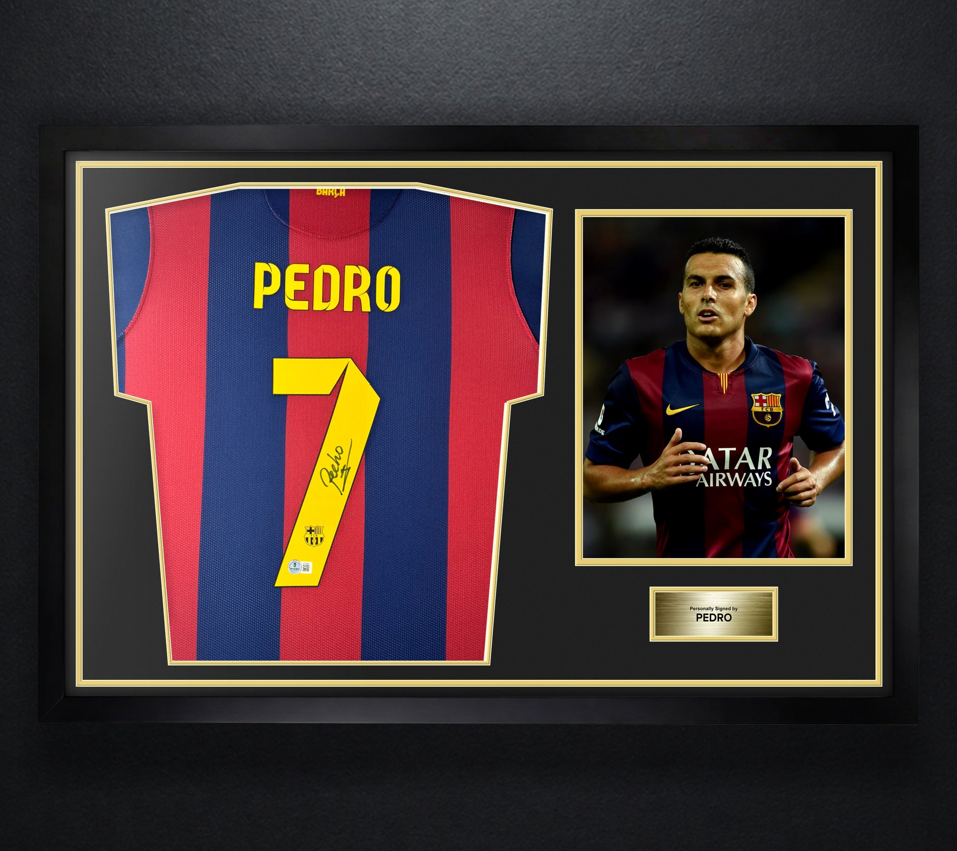 Pedro Signed FC Barcelona Nike Jersey Framed Beckett COA - Photo of frame