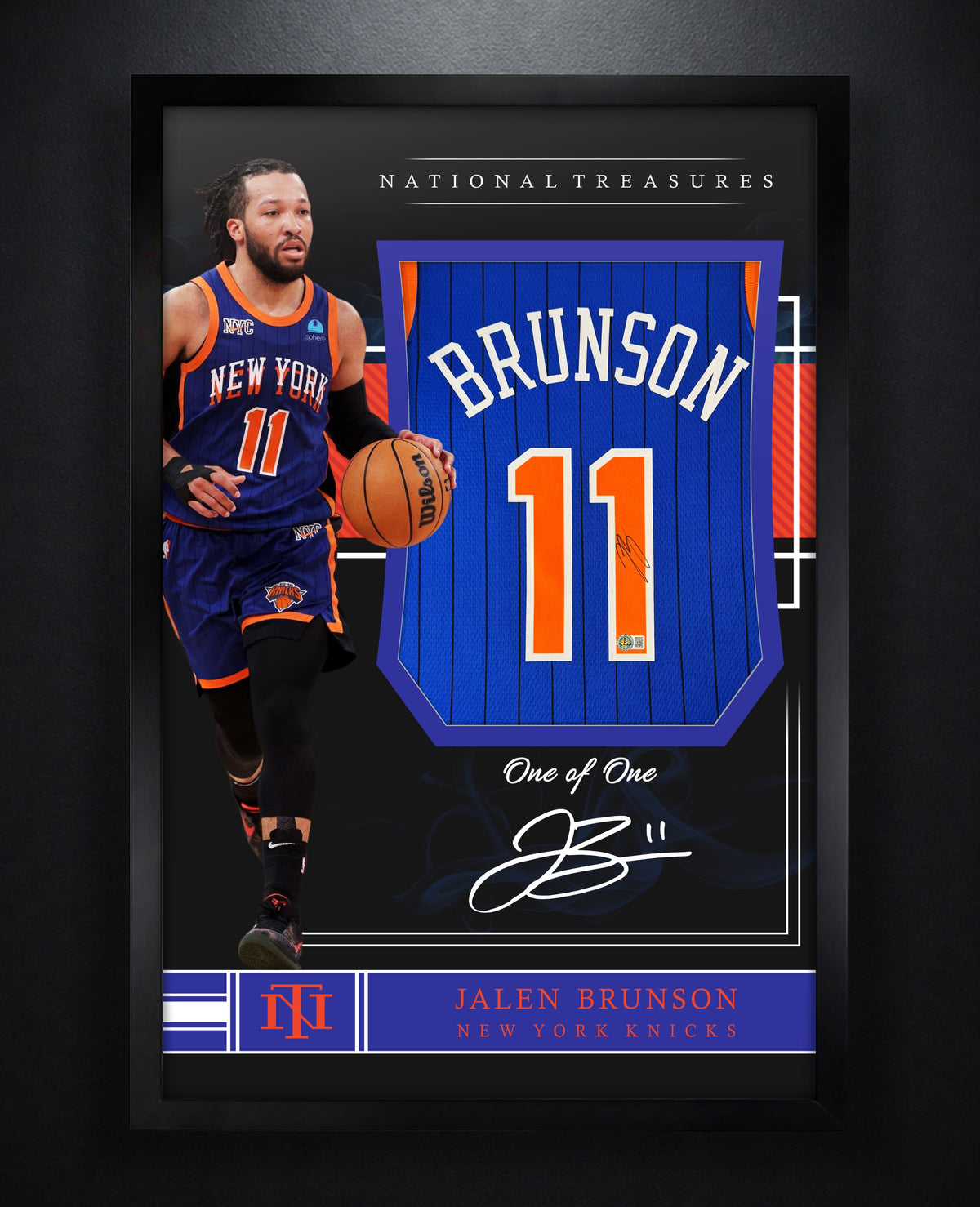 Jalen Brunson Signed New York Knicks Nike Jersey Framed Beckett COA - Photo of frame