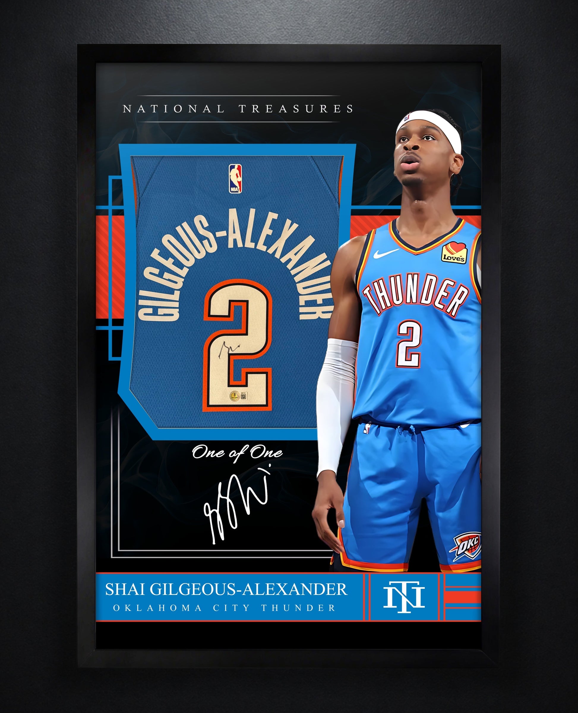 Shai Gilgeous-Alexander Signed Oklahoma City Thunder Nike Jersey Framed Beckett COA - Photo of frame