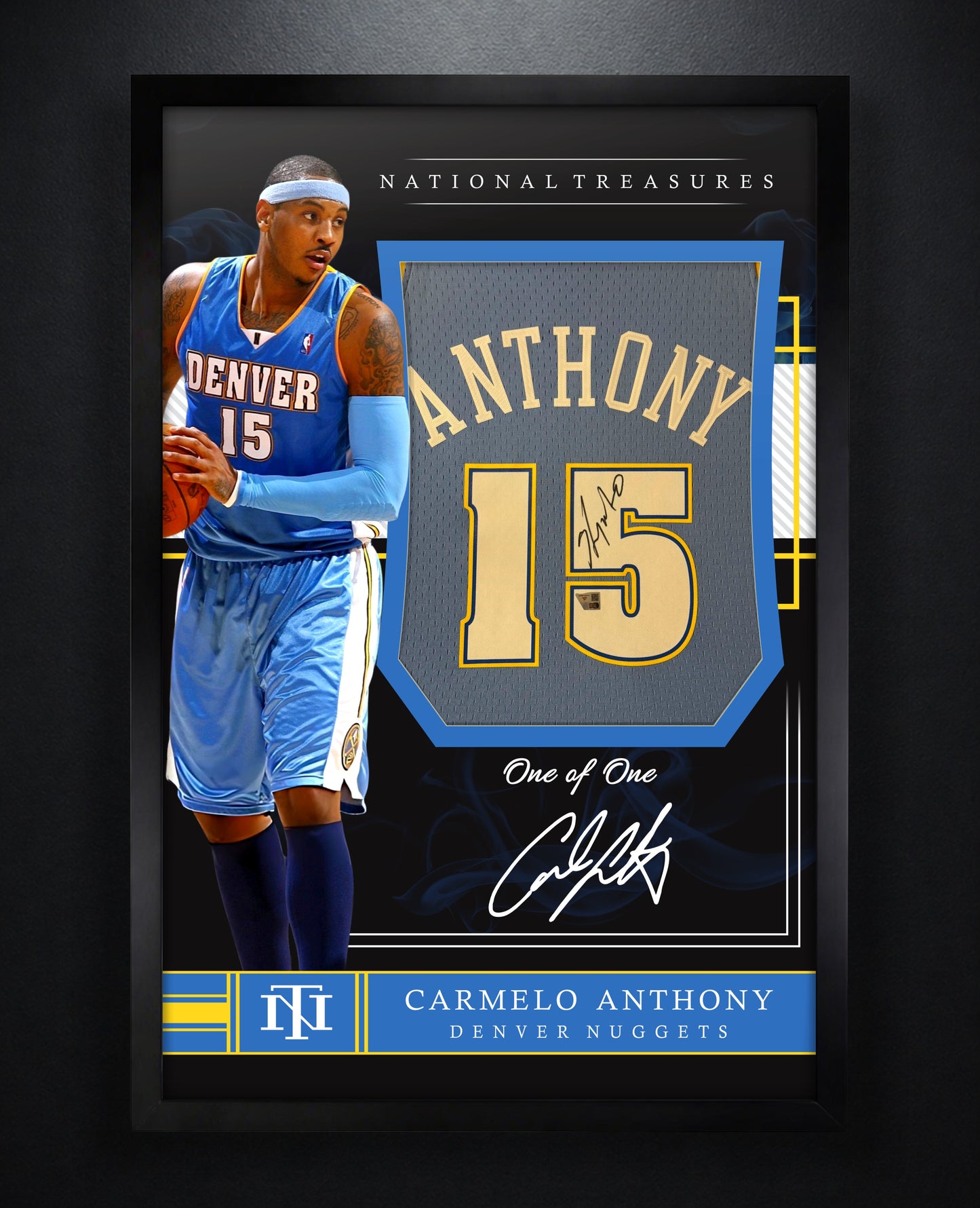 Carmelo Anthony Signed Denver Nuggets Mitchell & Ness Jersey Framed Fanatics COA - Photo of frame