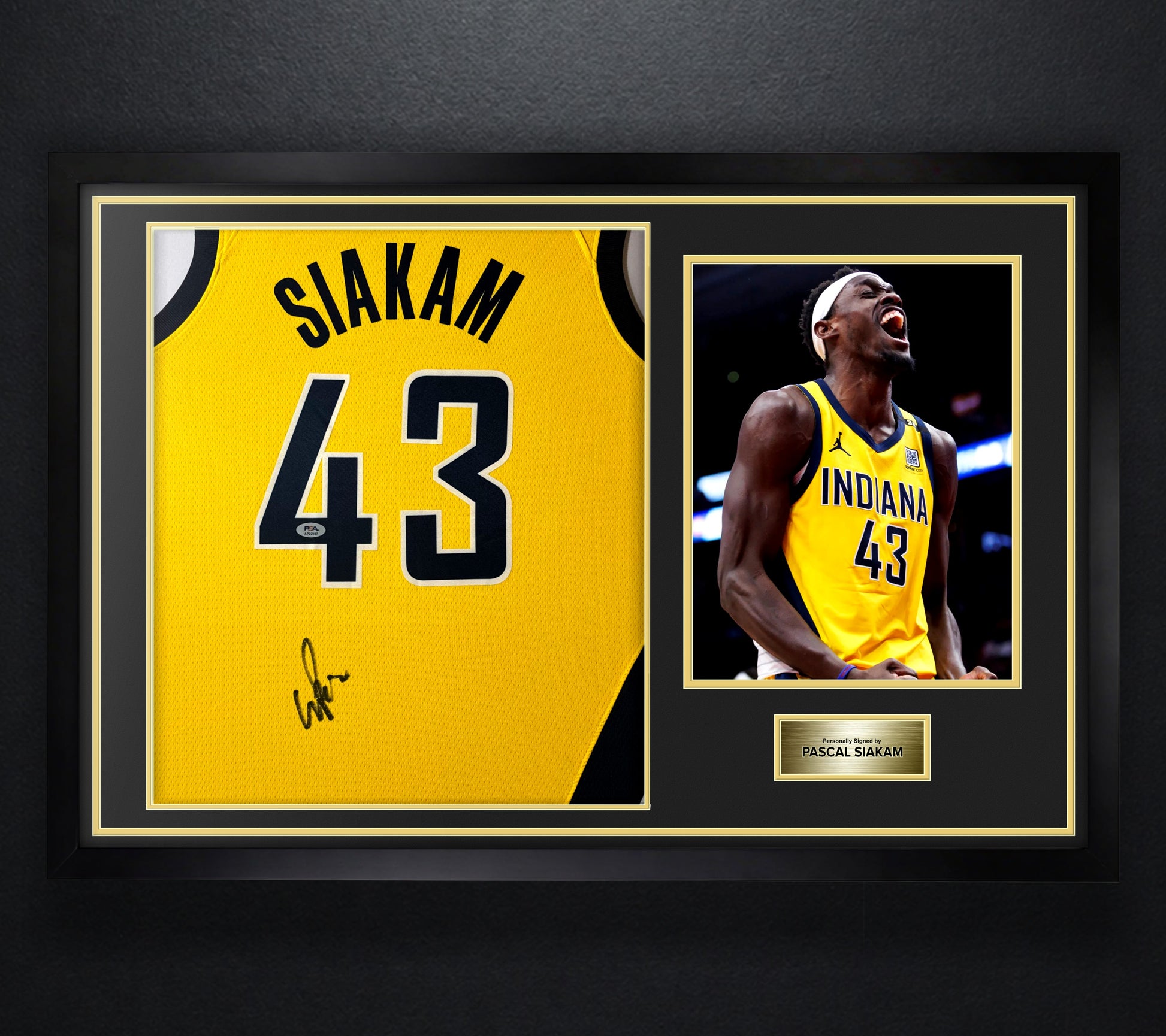 Pascal Siakam Signed Indiana Pacers Nike Jersey Framed PSA COA - Photo of frame