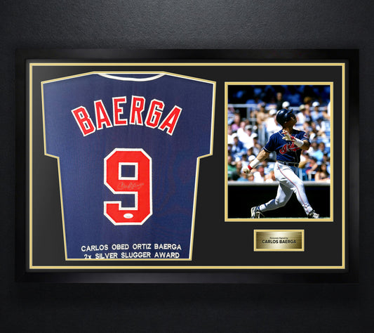 Carlos Baerga Signed Cleveland Indians Jersey Framed JSA COA - Photo of frame
