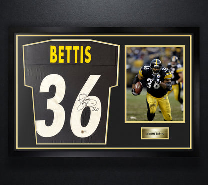 Jerome Bettis Signed Pittsburgh Steelers Jersey Framed Beckett COA - Photo of frame