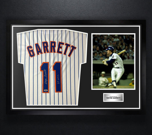 Wayne Garrett Signed New York Mets Jersey Framed PSA COA INSCRIBED - Photo of frame