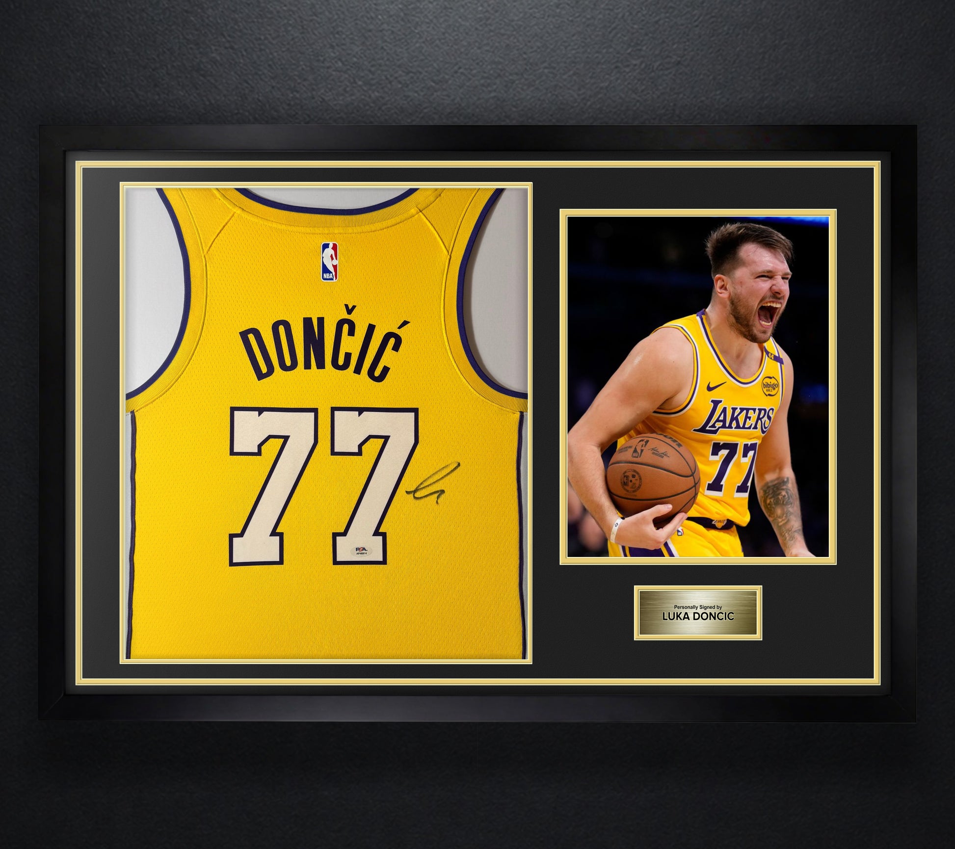 Luka Doncic Signed Los Angeles Lakers Nike Jersey Framed PSA COA - Photo of frame