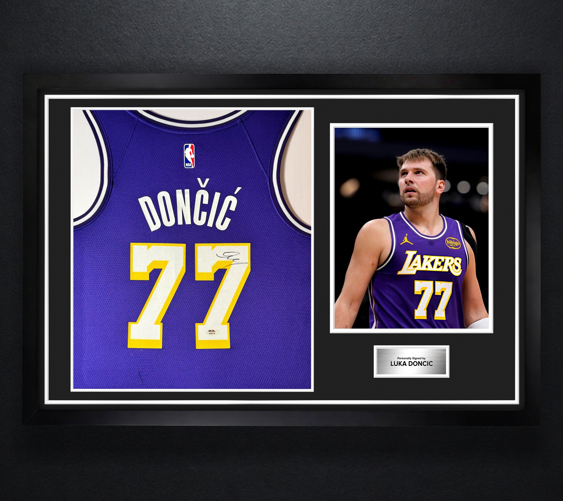 Luka Doncic Signed Los Angeles Lakers Nike Jersey Framed PSA COA - Photo of frame