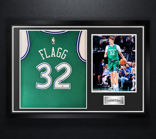 Cooper Flagg Signed Dallas Mavericks Nike Jersey Framed PSA COA - Photo of frame