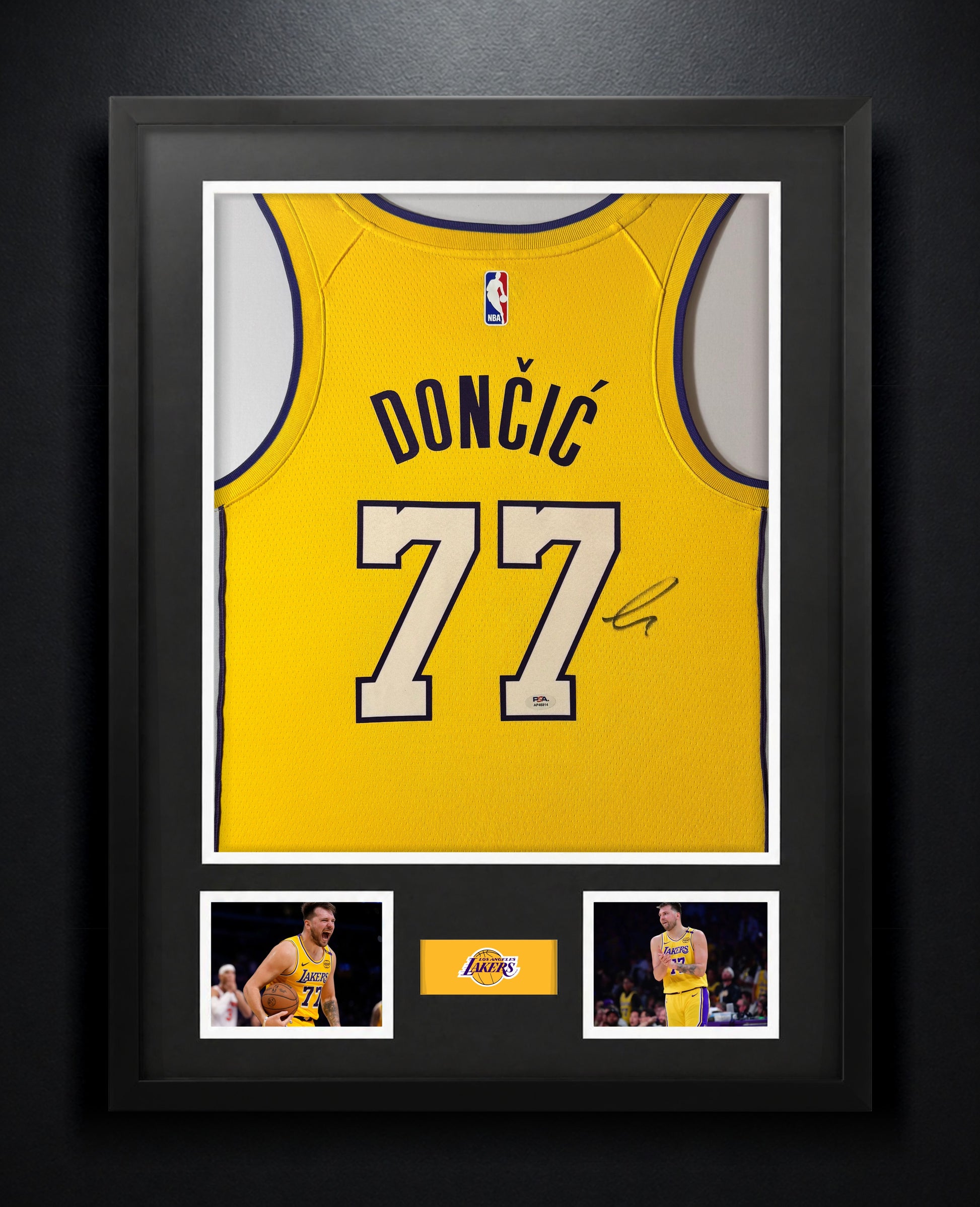 Luka Doncic Signed Los Angeles Lakers Nike Jersey Framed PSA COA - Photo of frame
