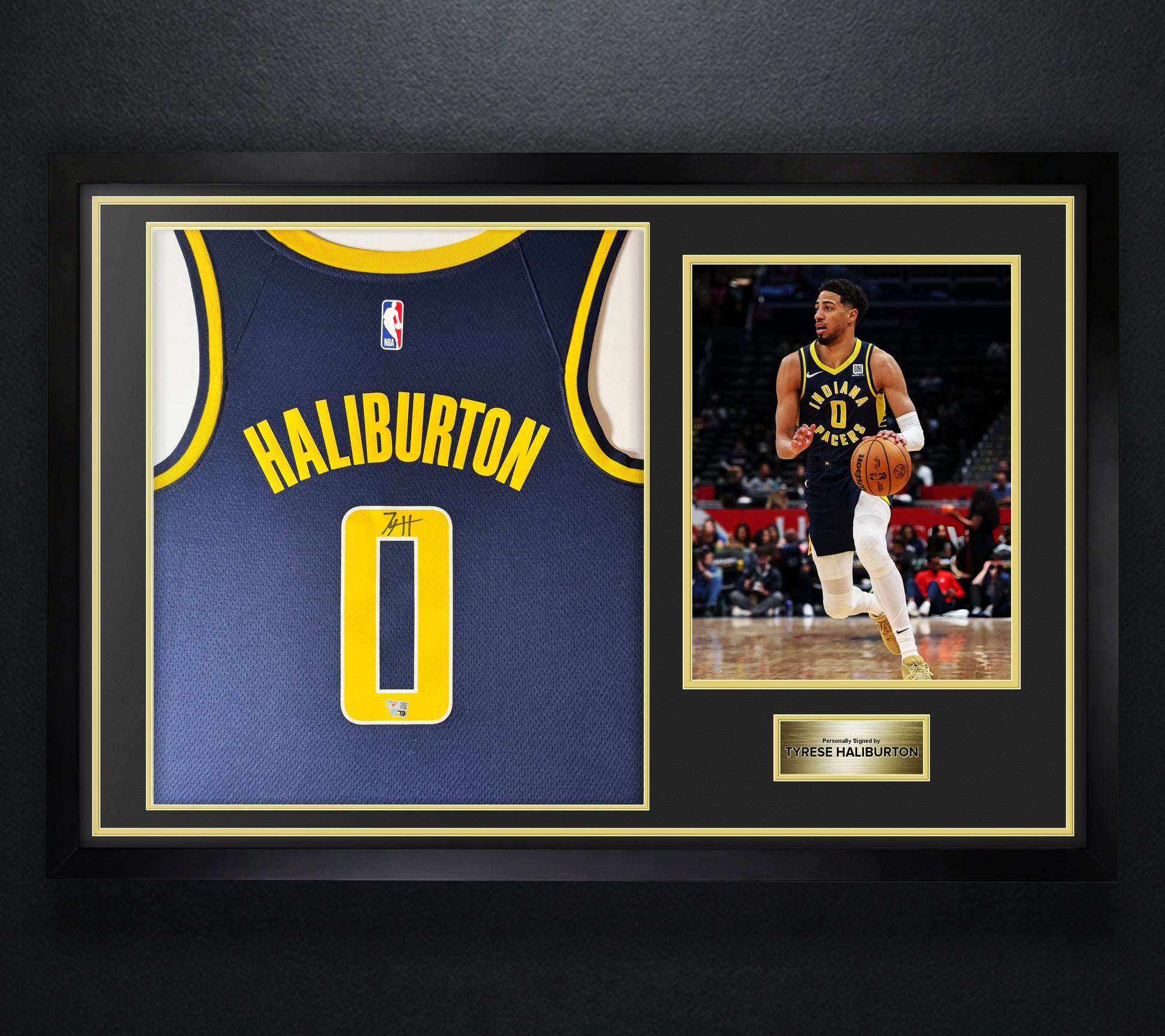 Tyrese Haliburton Signed Indiana Pacers Nike Jersey Framed Fanatics COA - Photo of frame