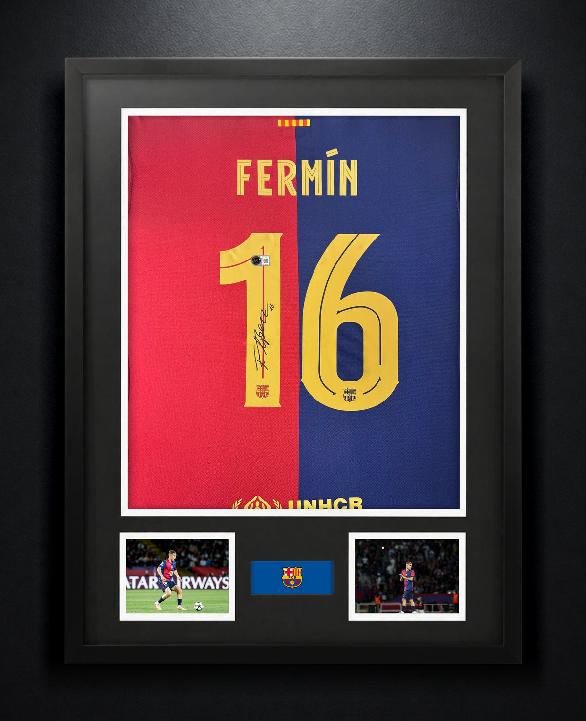 Fermin Lopez Signed FC Barcelona Nike Jersey Framed Beckett COA - Photo of frame