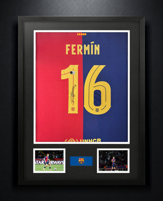 Fermin Lopez Signed FC Barcelona Nike Jersey Framed Beckett COA - Photo of frame